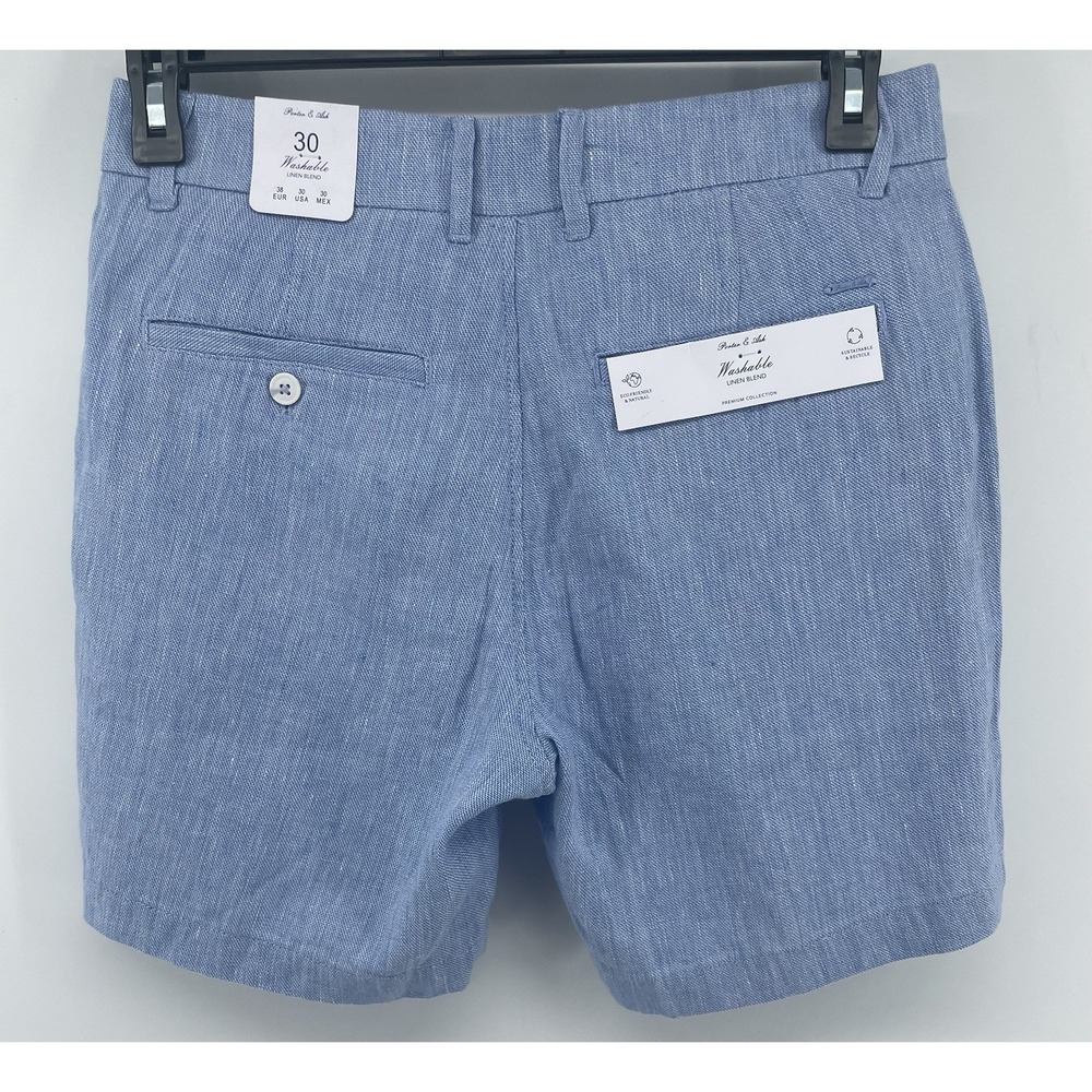 Porter & Ash Premium Collection Linen Blend Shorts Men's Size 30 Light Blue NWT - Picture 3 of 10